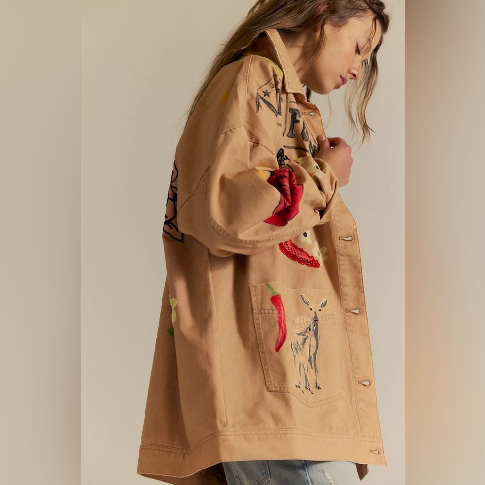 New Free People Charm Me Chore Jacket Size Xs - Picture 4 of 9